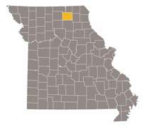 Map of Missouri highlighting Adair County