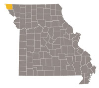 Map of Missouri highlighting Atchison County