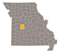 Map of Missouri highlighting Benton County