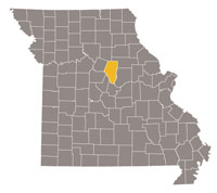 Map of Missouri highlighting Boone County