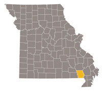 Missouri map with Buchanan county highlighted