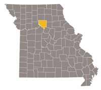 Map of Missouri highlighting Chariton County