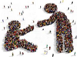 Giving card, people in groups to symbolize giving a helping hand