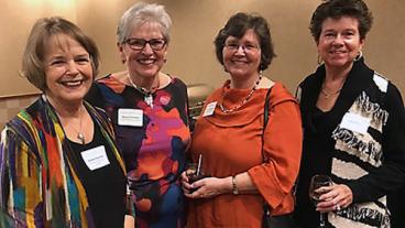 Sharon Kinden, second from left, with a few Osher@Mizzou friends during an instructor appreciation banquet.